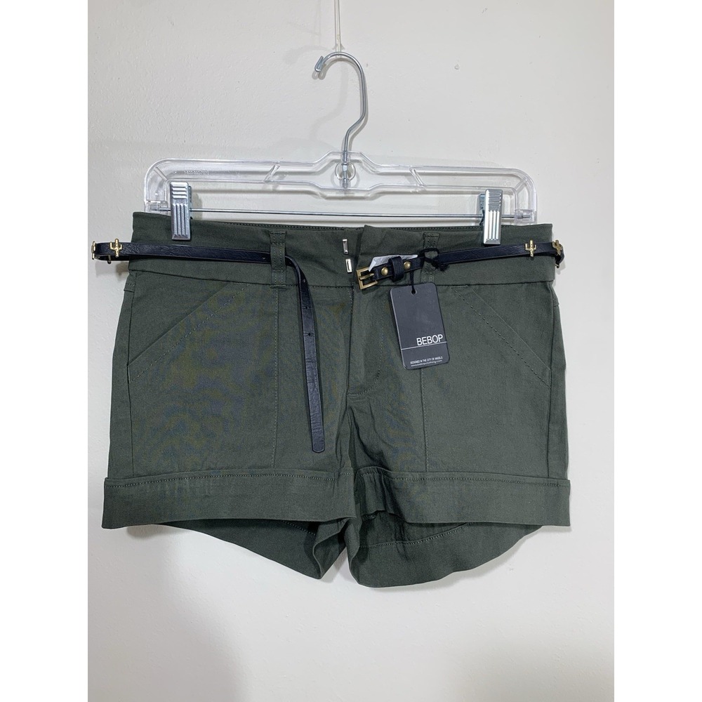 Bebop‎ Shorts Womens 7 Olive Green Cactus Belted Cuffed Rayon Blend JAC3CA6786